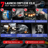 LAUNCH X431 CRP123E V2.0 OBD2 Scanner Car Diagnostic Tools ABS SRS Engine AT 4 System Scanner + 7 Reset Free Update