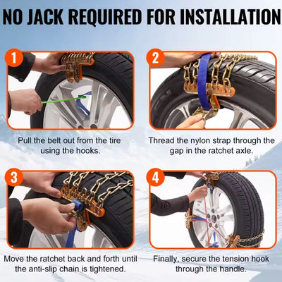 Tire Snow Chains - No Jack Required