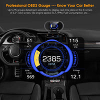 KONNWEI KW206 Car OBD2 HUD Digital Meter Gauge ALL IN ONE OBD2 GAUGES Water Temperature Fuel Pressure Tester