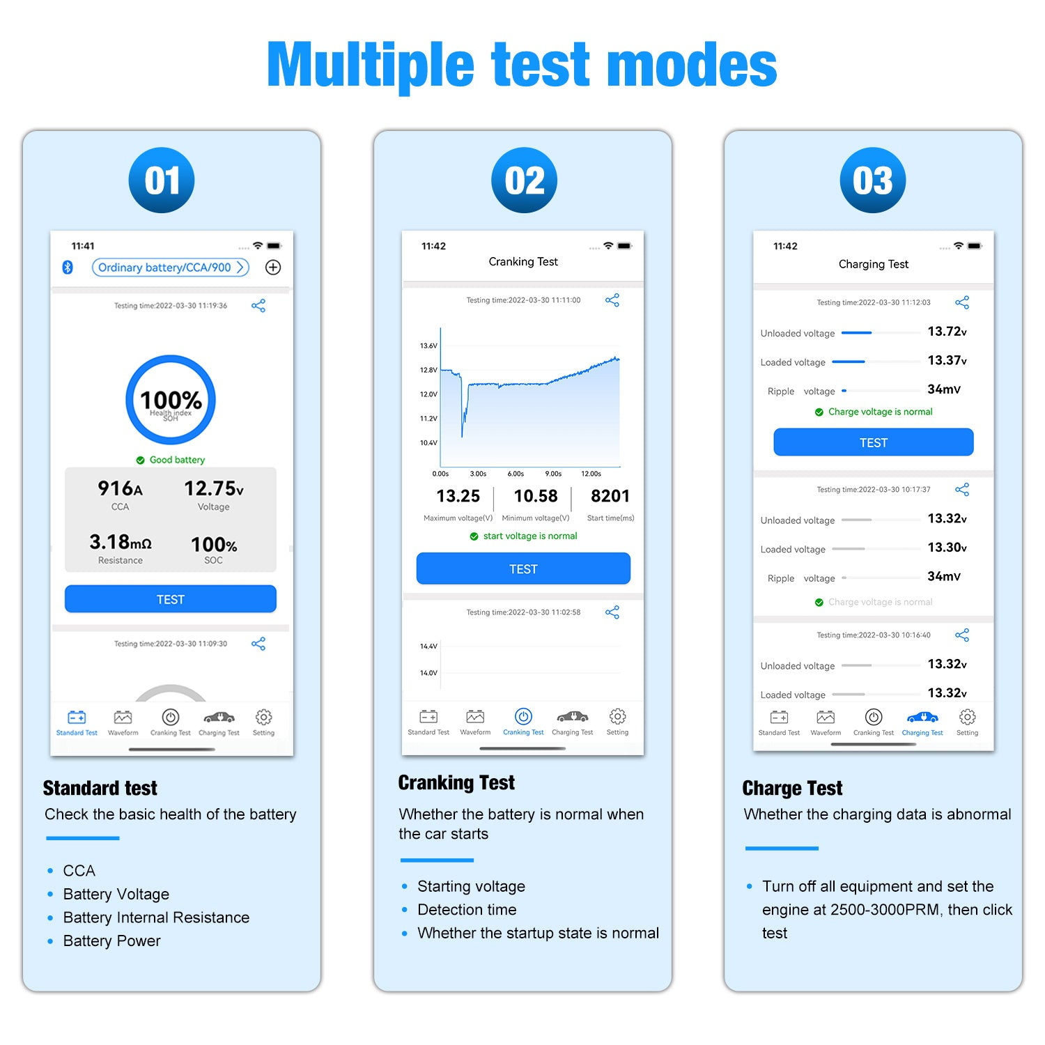 Multiple test modes