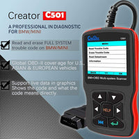 Creator C501 All System OBDII Code Reader Diagnostic Scanner For BMW/Mini Cooper with Battery Registration